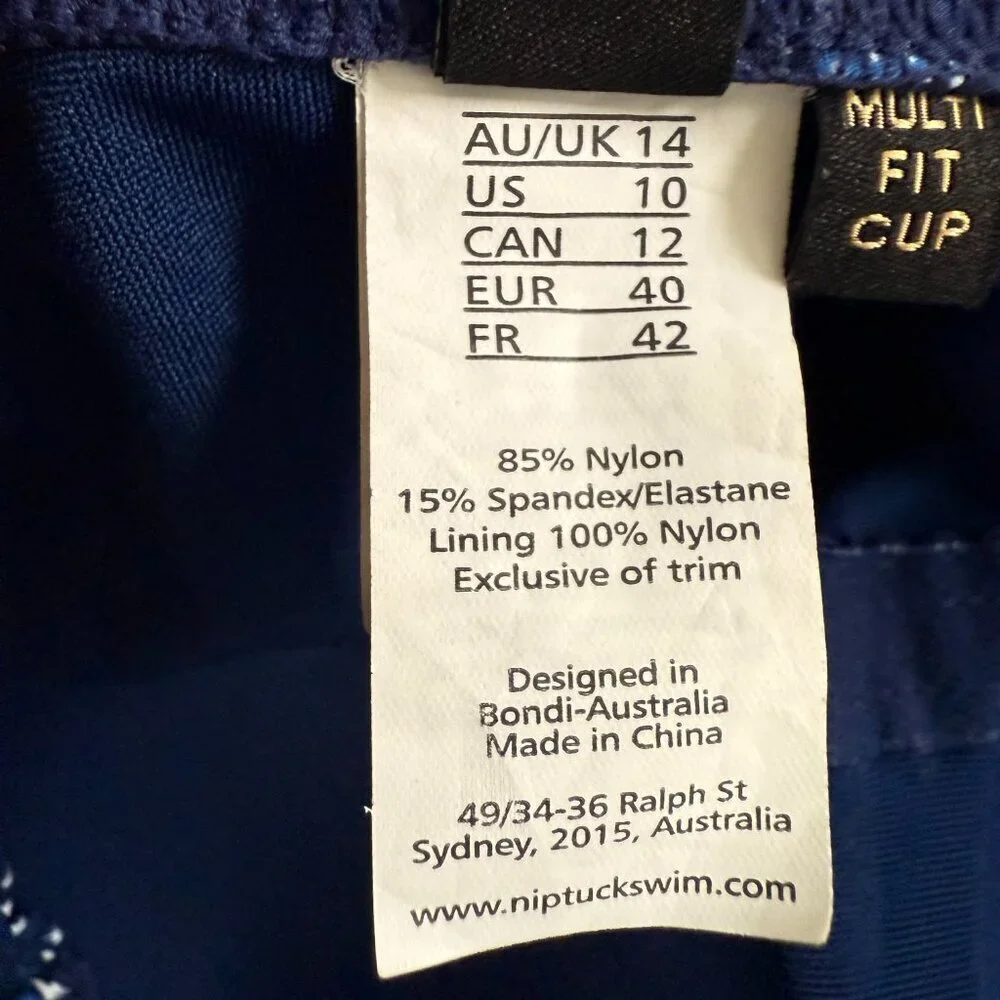 Niptuck Swim Porcelain Blue Twist Front One Piece Suit Ruched Multifit Cup Sz 10